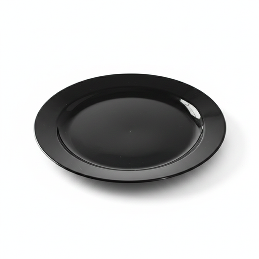 Assiette ronde noire 24cm photo studio fond blanc