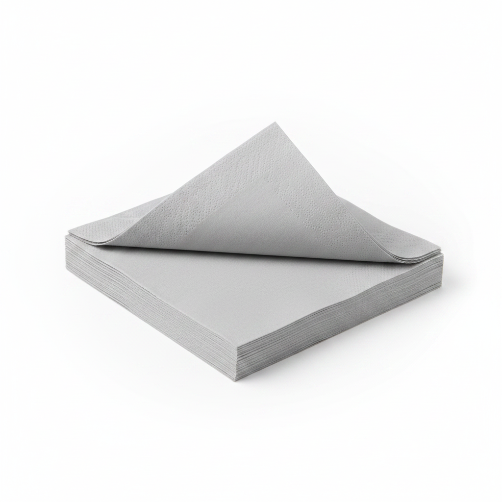 Serviette grise biodégradable - photo studio fond blanc