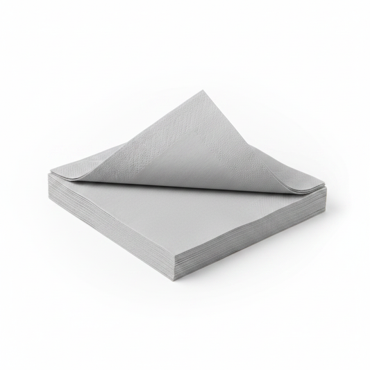 Serviette grise biodégradable - photo studio fond blanc