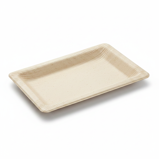 Assiette rectangulaire canne à sucre 20x15cm photo studio fond blanc