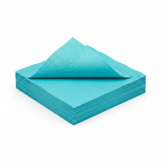 Serviette turquoise biodégradable - photo studio fond blanc