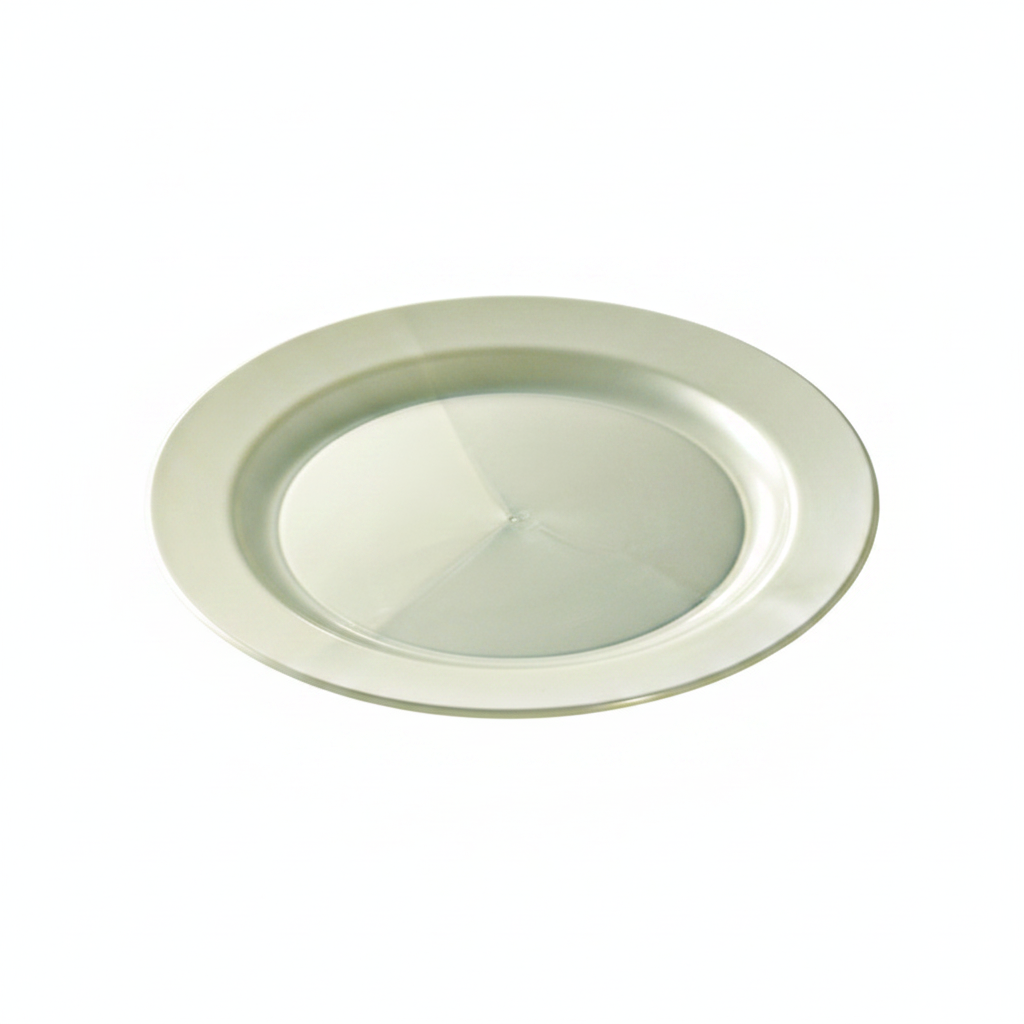 Assiette ronde blanc nacré 19cm photo studio fond blanc