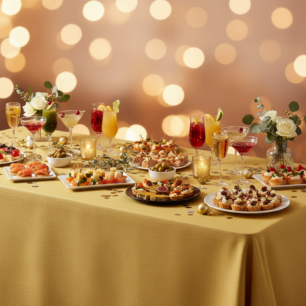 Nappe or buffet festif élégant