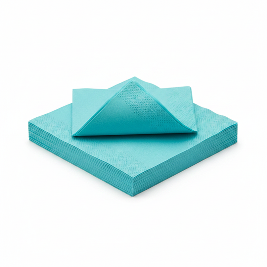 Serviette turquoise 40cm biodégradable - photo studio fond blanc