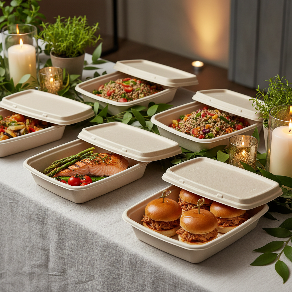 Couvercles pulpe barquettes buffet traiteur événementiel