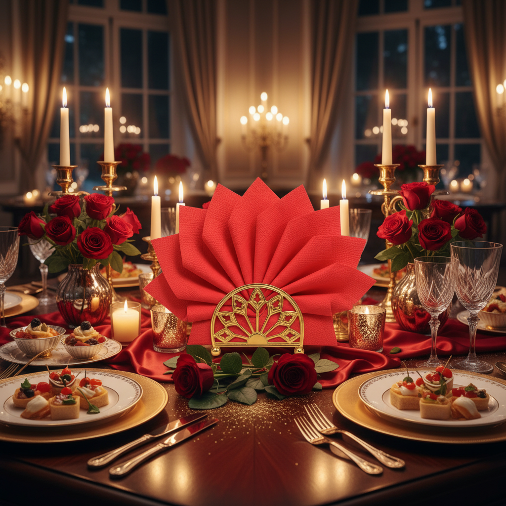Serviette rouge biodégradable - buffet festif