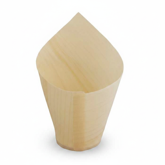 Verrine cône bois naturel photo studio fond blanc