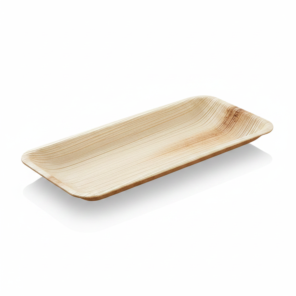 Assiette rectangulaire palmier 19x9cm photo studio fond blanc