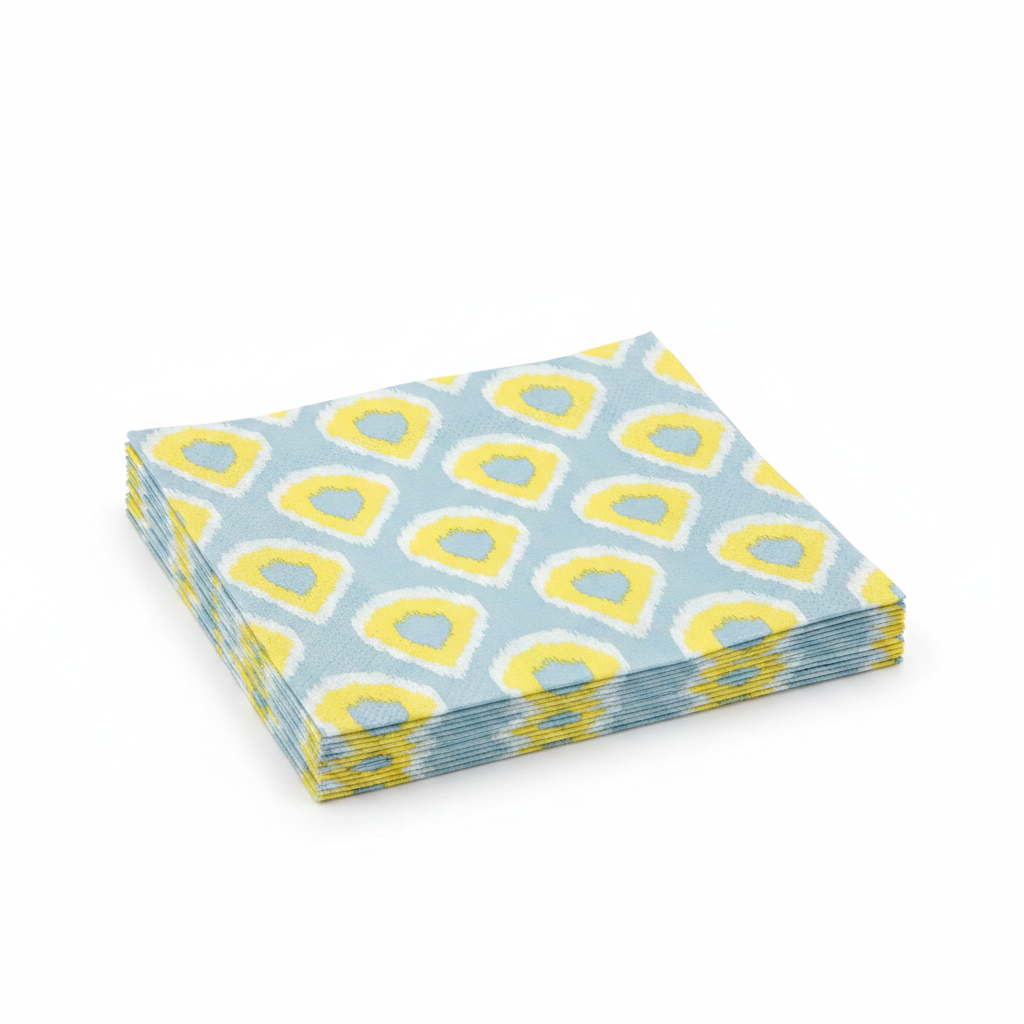 Serviette Paviot Ikat jaune - photo studio fond blanc