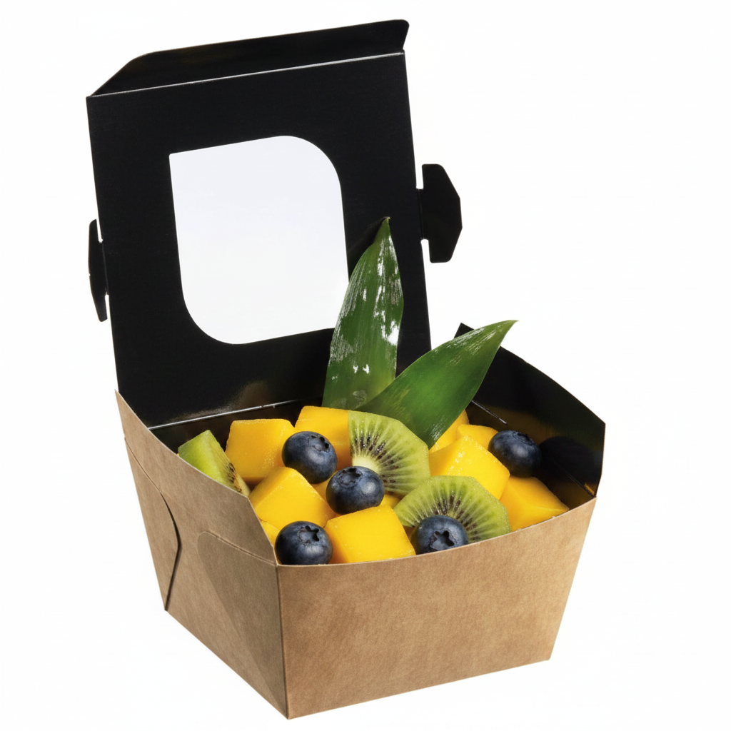 Barquette snacking kraft photo studio fond blanc