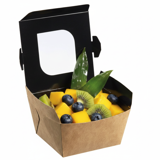 Barquette snacking kraft photo studio fond blanc