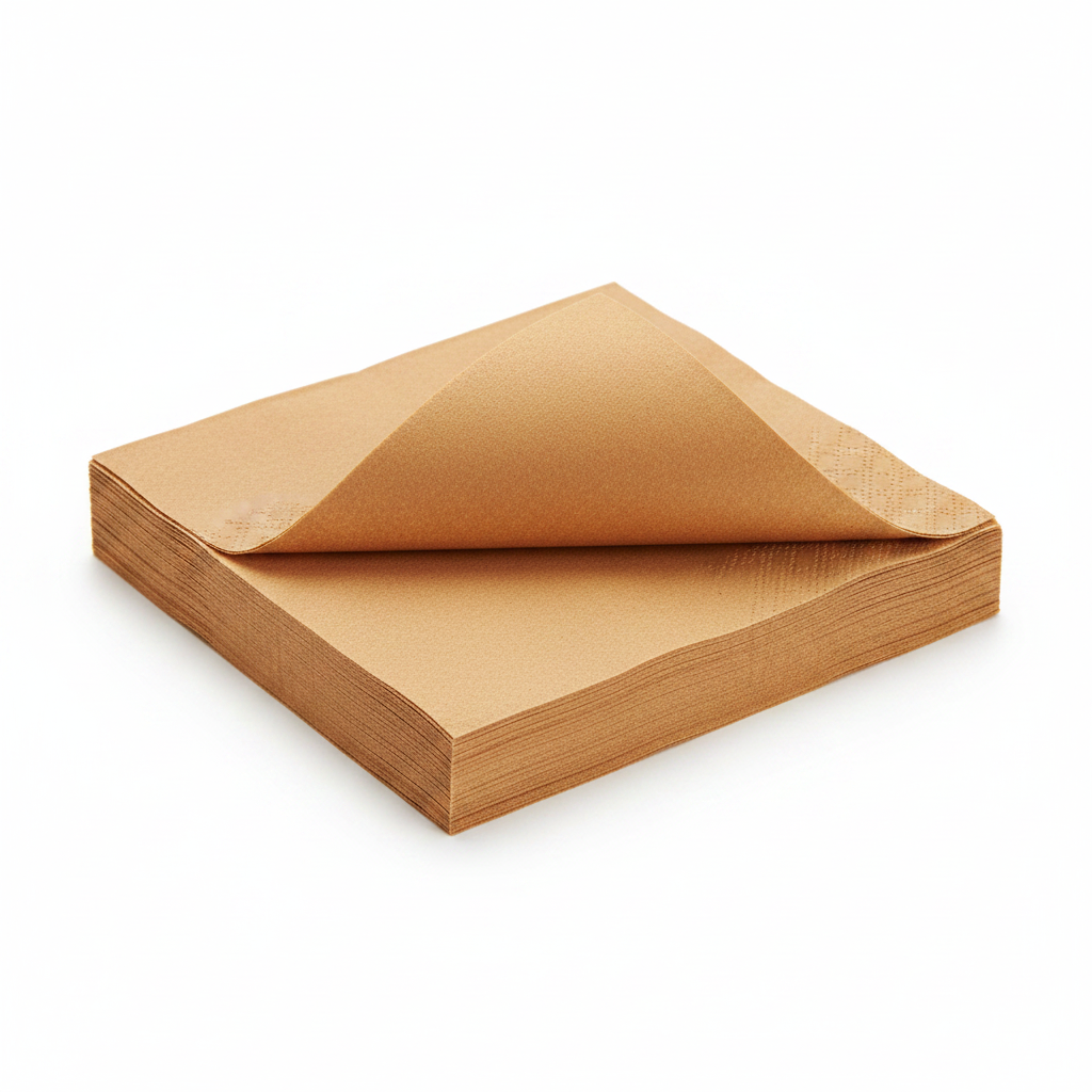 Serviette marron biodégradable - photo studio fond blanc