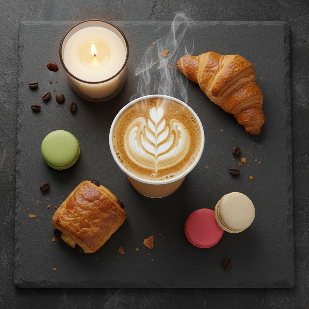 Gobelet carton kraft 24cl sur ardoise avec latte