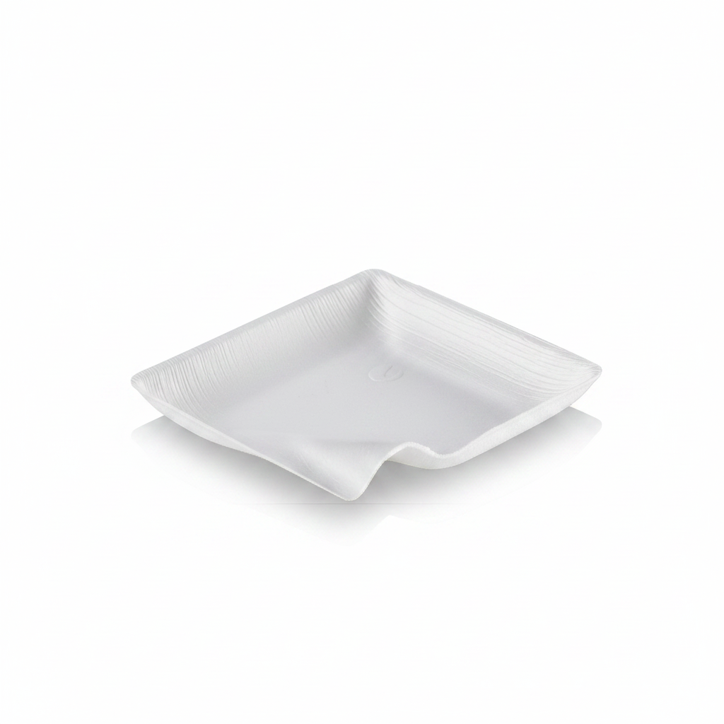 Mini assiette carrée fibre végétale photo studio fond blanc