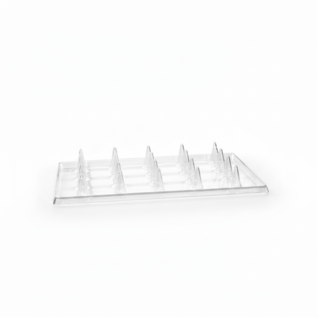 Plateau cristal Starck transparent vide sur fond blanc studio