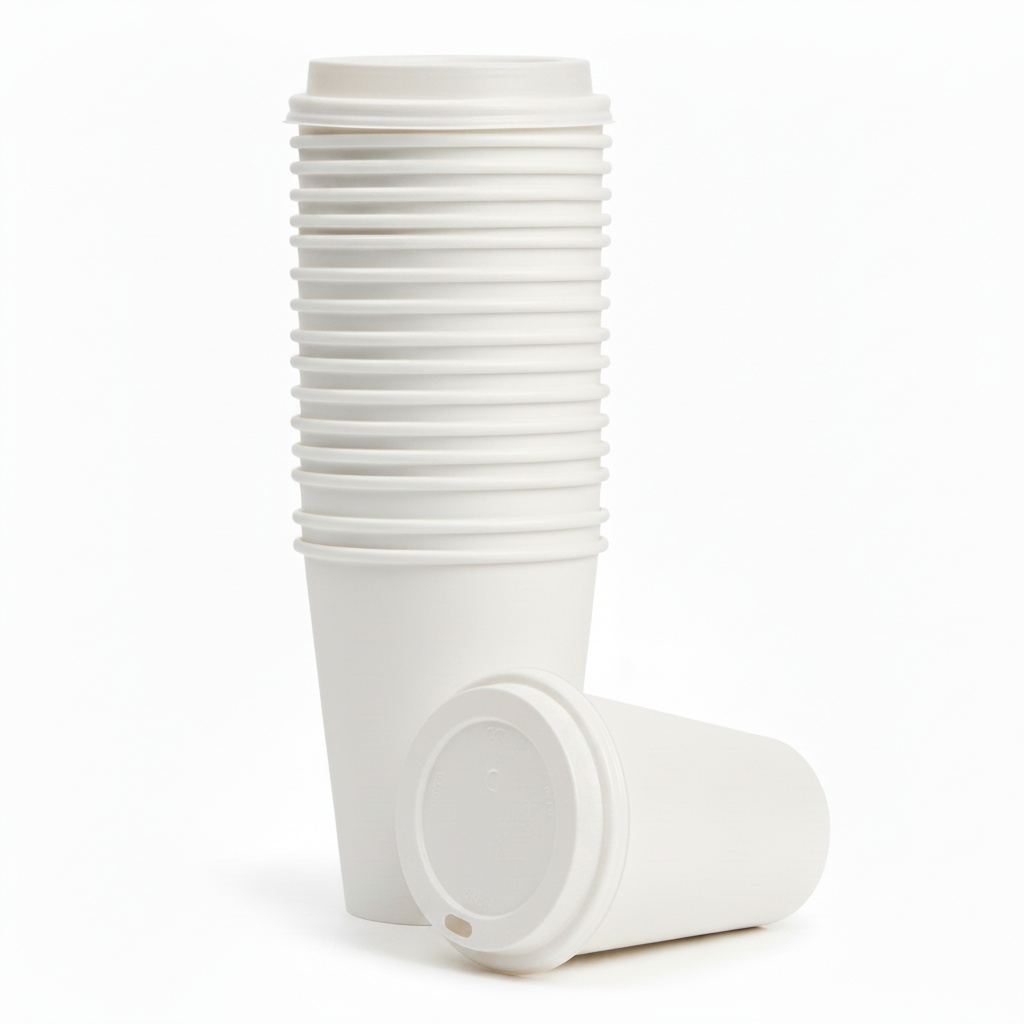 Gobelets carton kraft blanc photo studio fond blanc