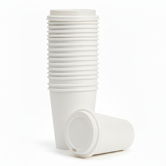 Gobelets carton kraft blanc photo studio fond blanc