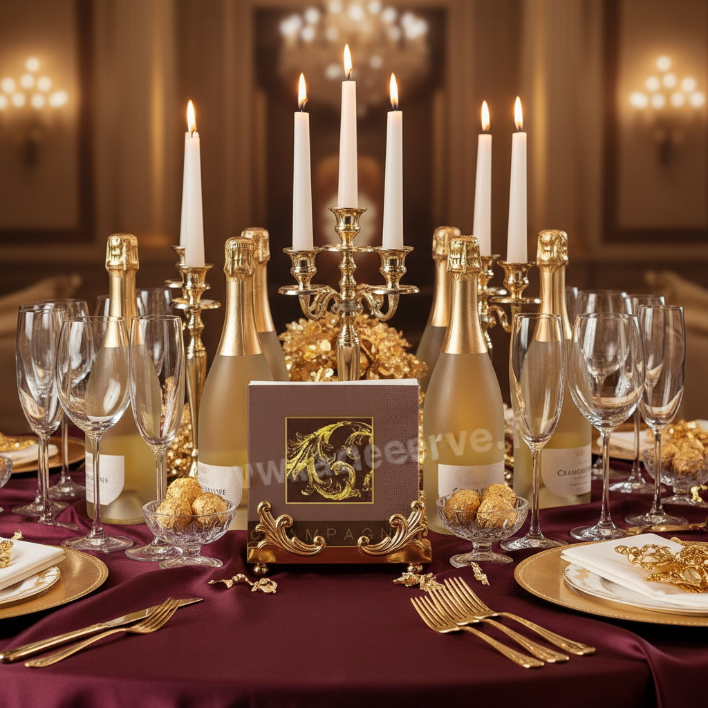 Serviette Champagne - buffet festif