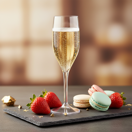 Flûte champagne SAN incassable sur ardoise apéritif élégant