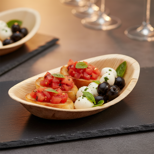 Coupelle ovale palmier bruschetta apéritif élégant