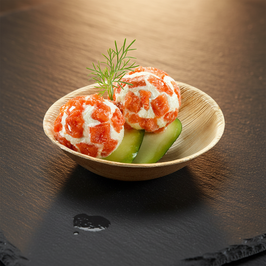 Coupelle palmier saumon tartare fromage apéritif élégant