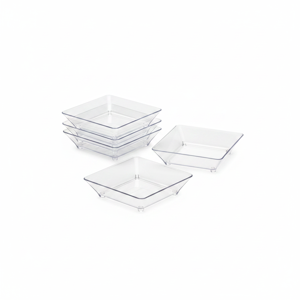 Verrines carrées cristal photo studio fond blanc