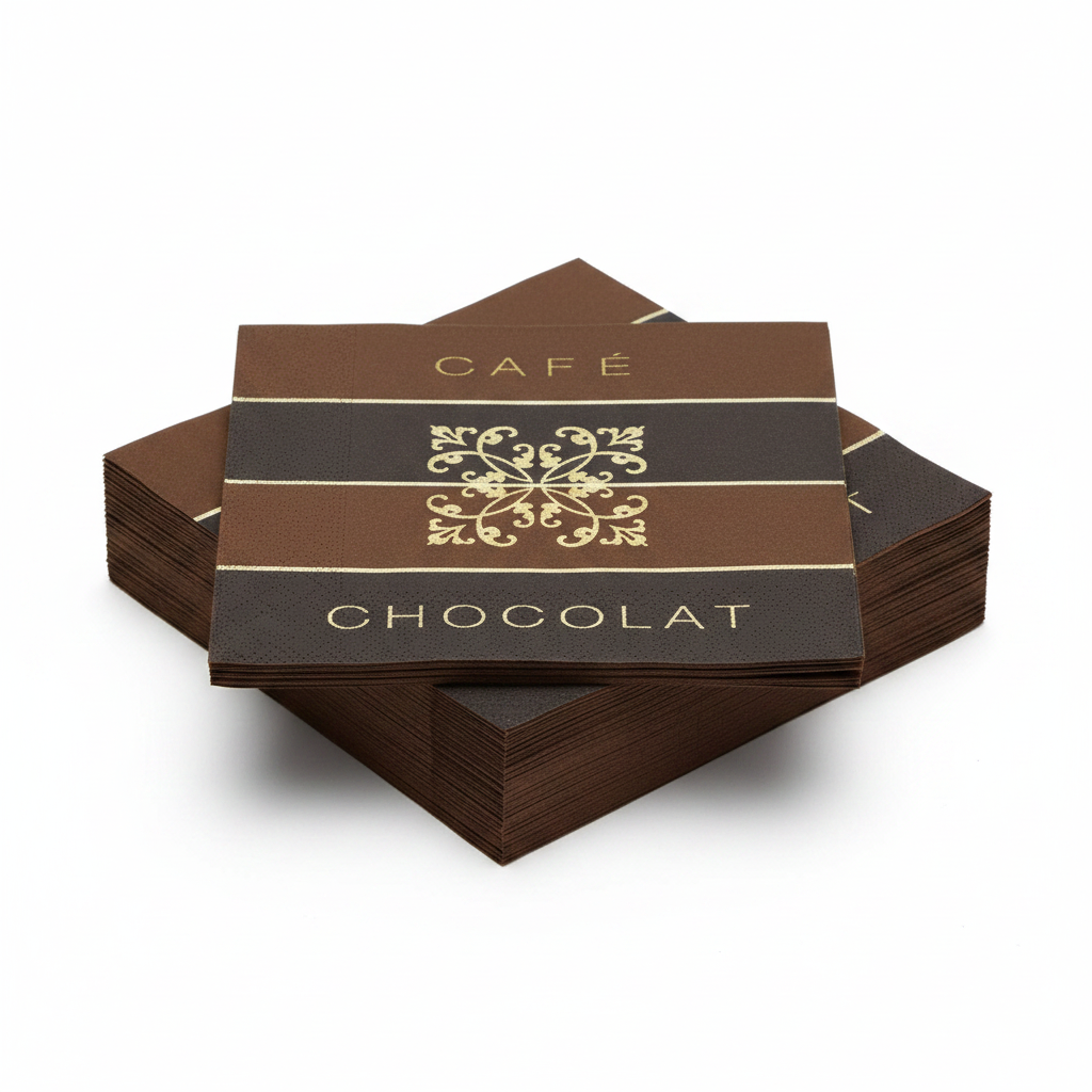 Serviette Café Chocolat - photo studio fond blanc