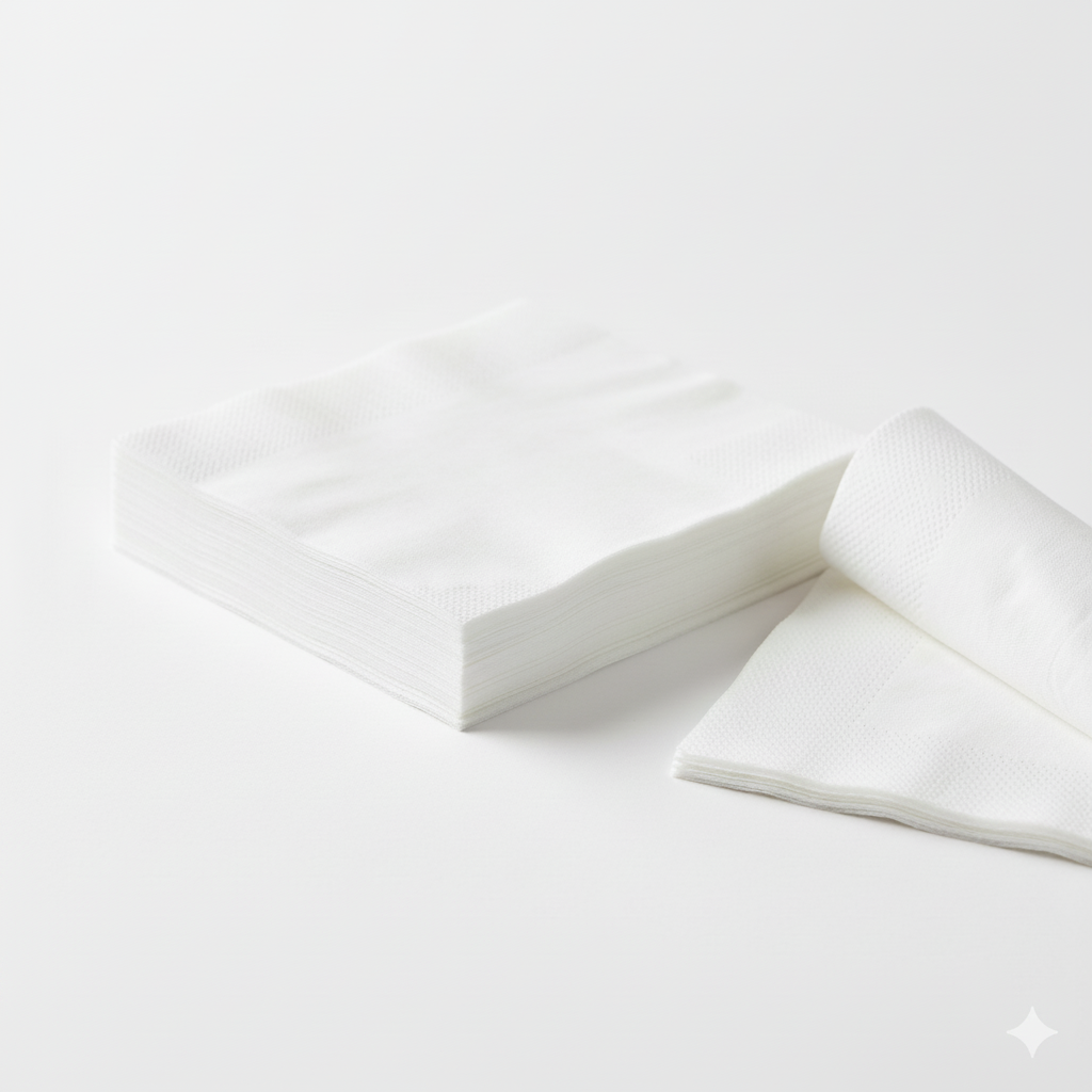 Serviette blanche intissée - photo studio fond blanc