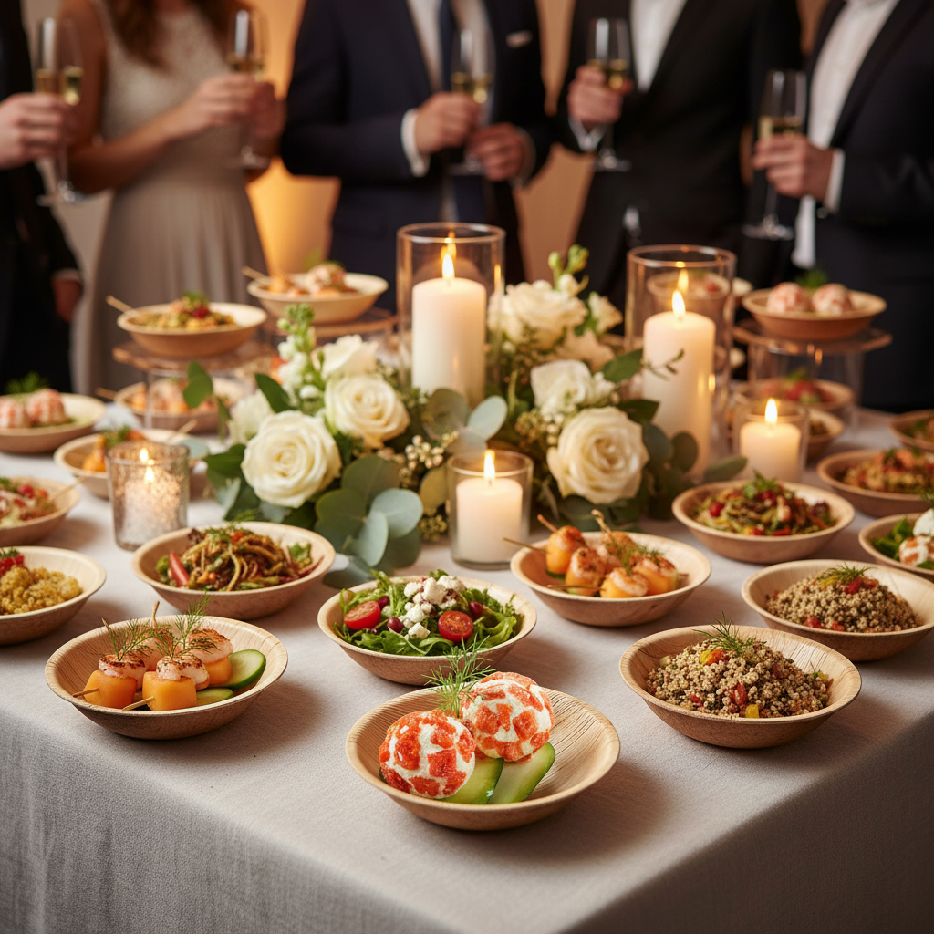 Coupelles rondes palmier 12cm buffet cocktail événementiel