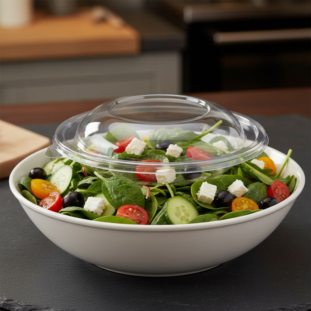 Couvercle dôme rPET saladier salade fraîche traiteur élégant
