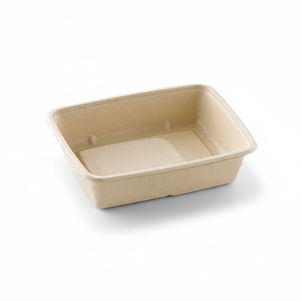 Barquette bagasse naturelle – photo studio fond blanc