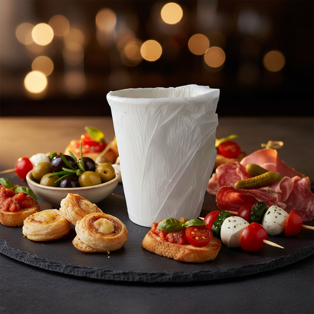 Gobelet carton emballage individuel sur ardoise avec apéritif élégant