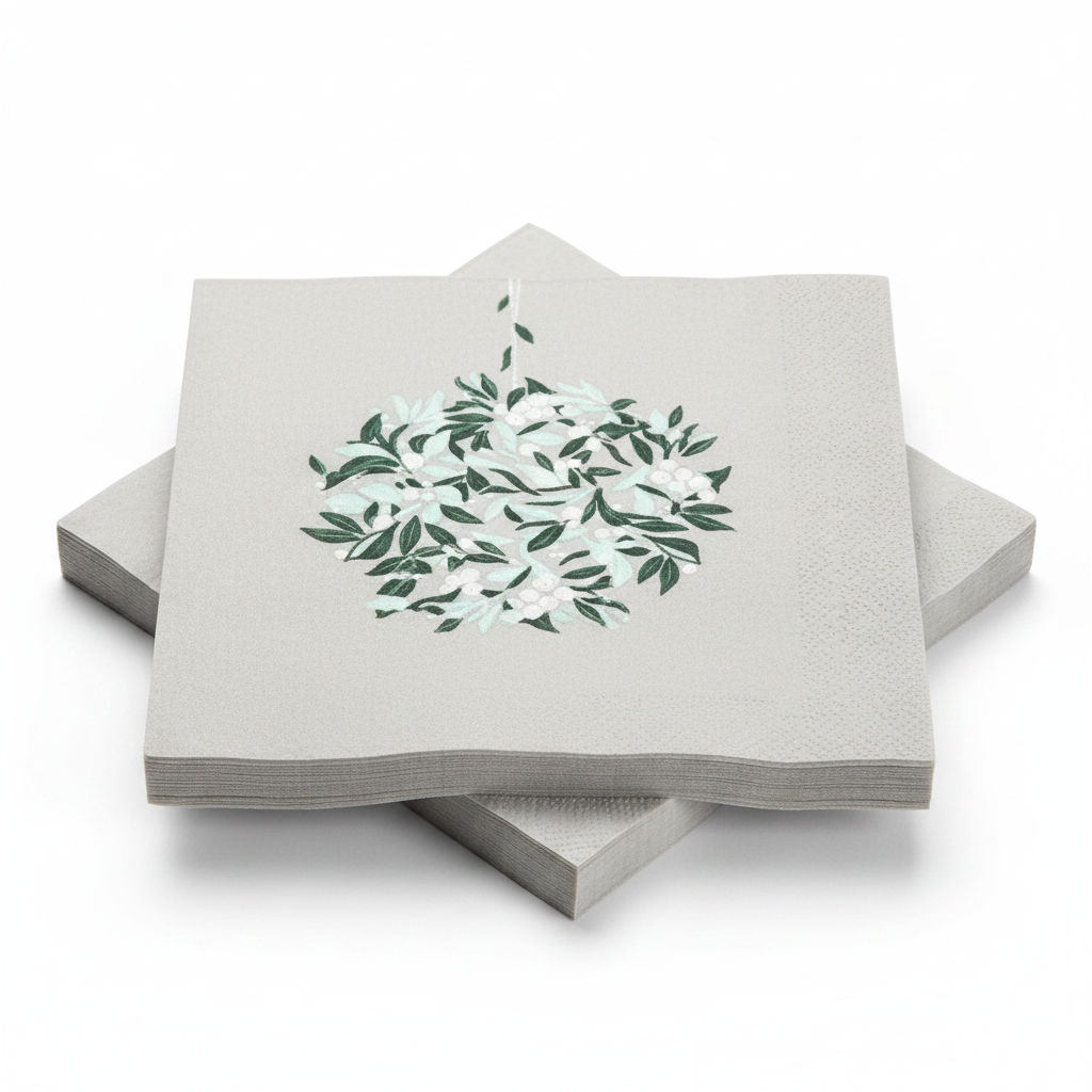 Serviettes Perles d'Hiver Argent - photo studio fond blanc