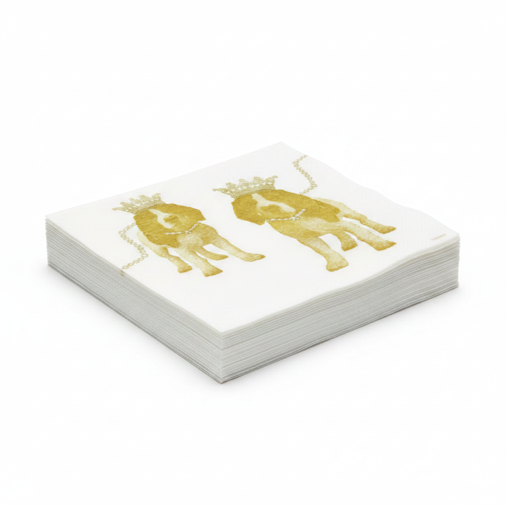Serviette chiots dorés - photo studio fond blanc