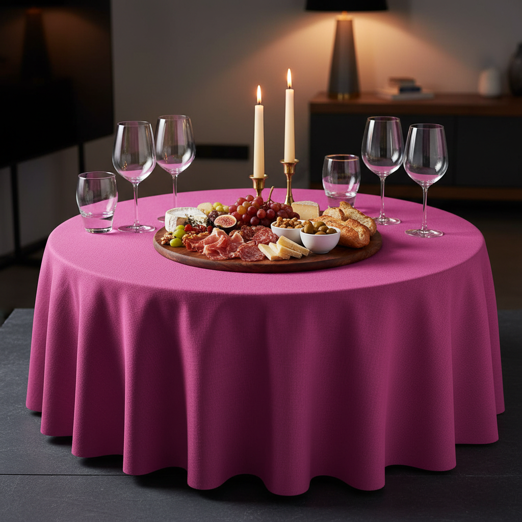 Nappe ronde fuchsia table apéritif ardoise élégant