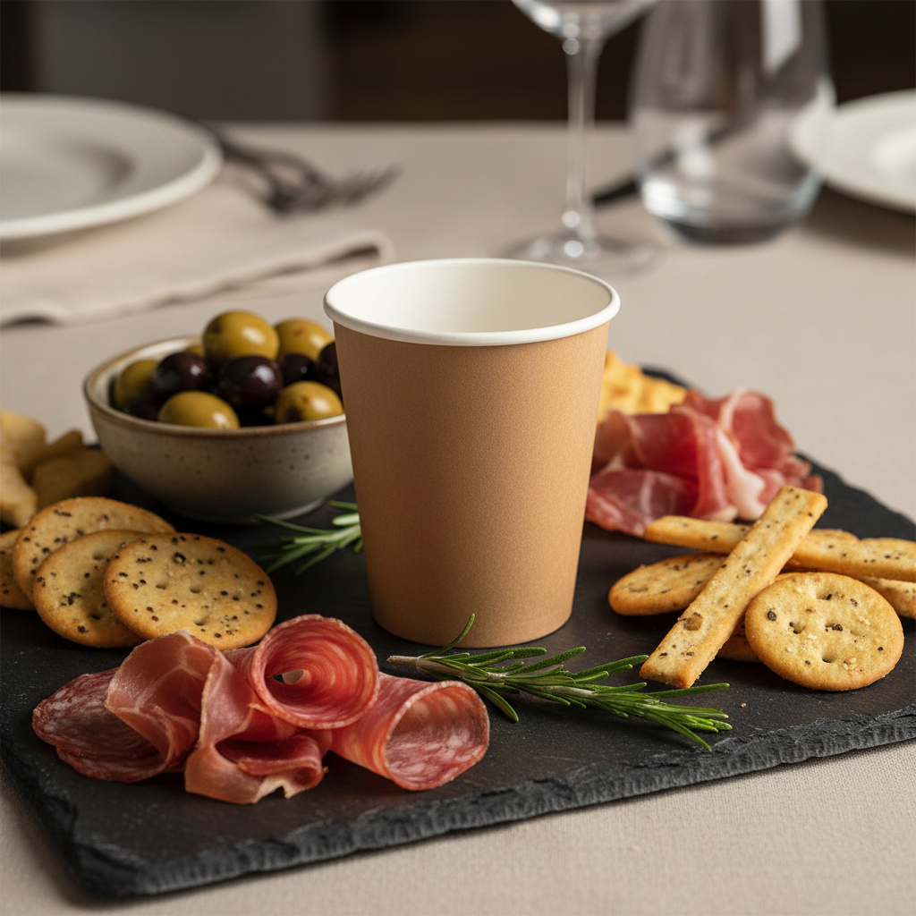 Gobelet kraft 17cl sur ardoise apéritif élégant