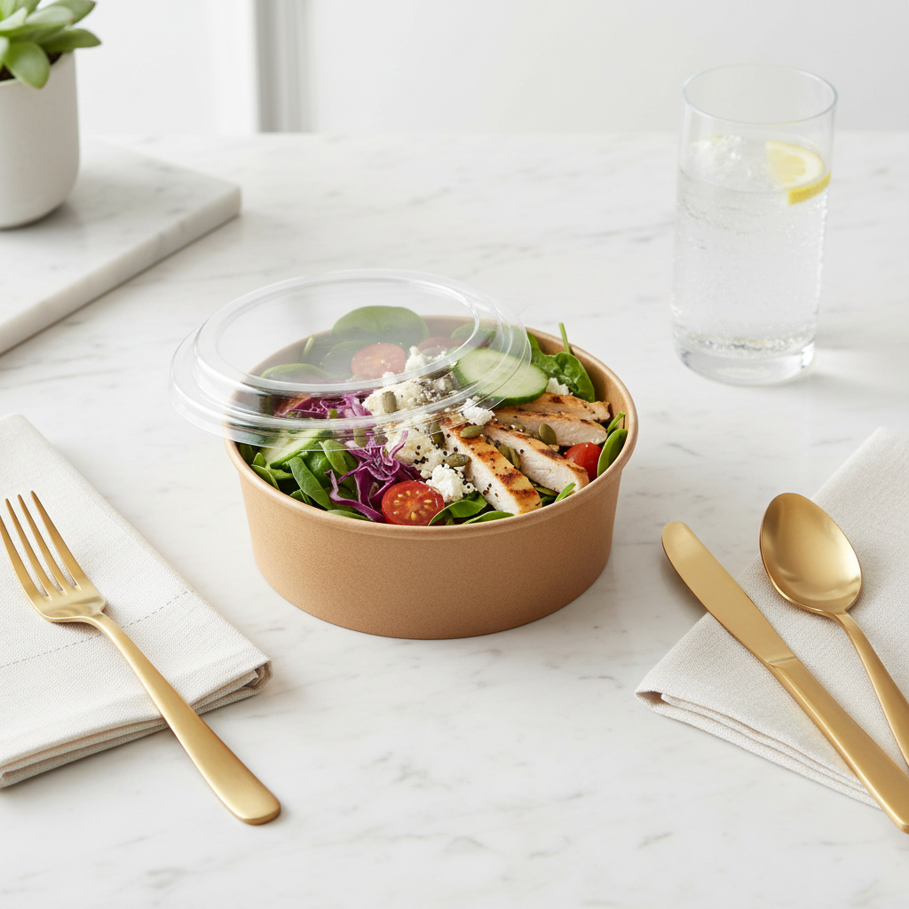 Saladier kraft 750ml sur marbre - table événementielle