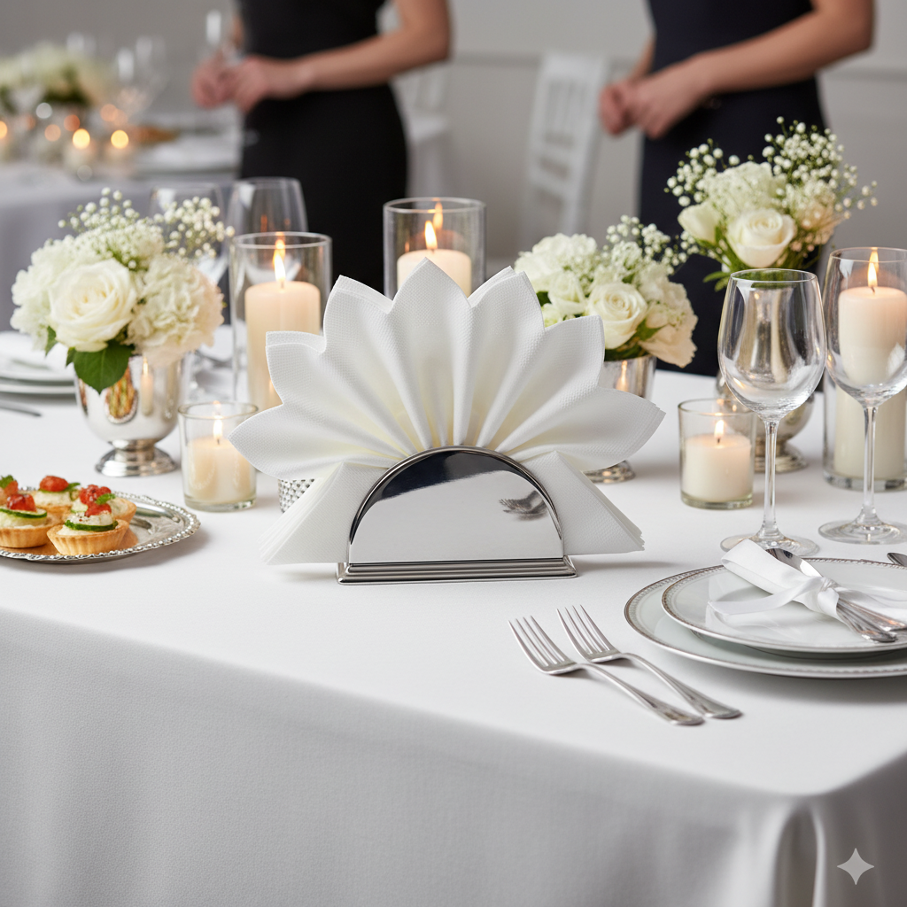 Serviette blanche intissée - buffet festif