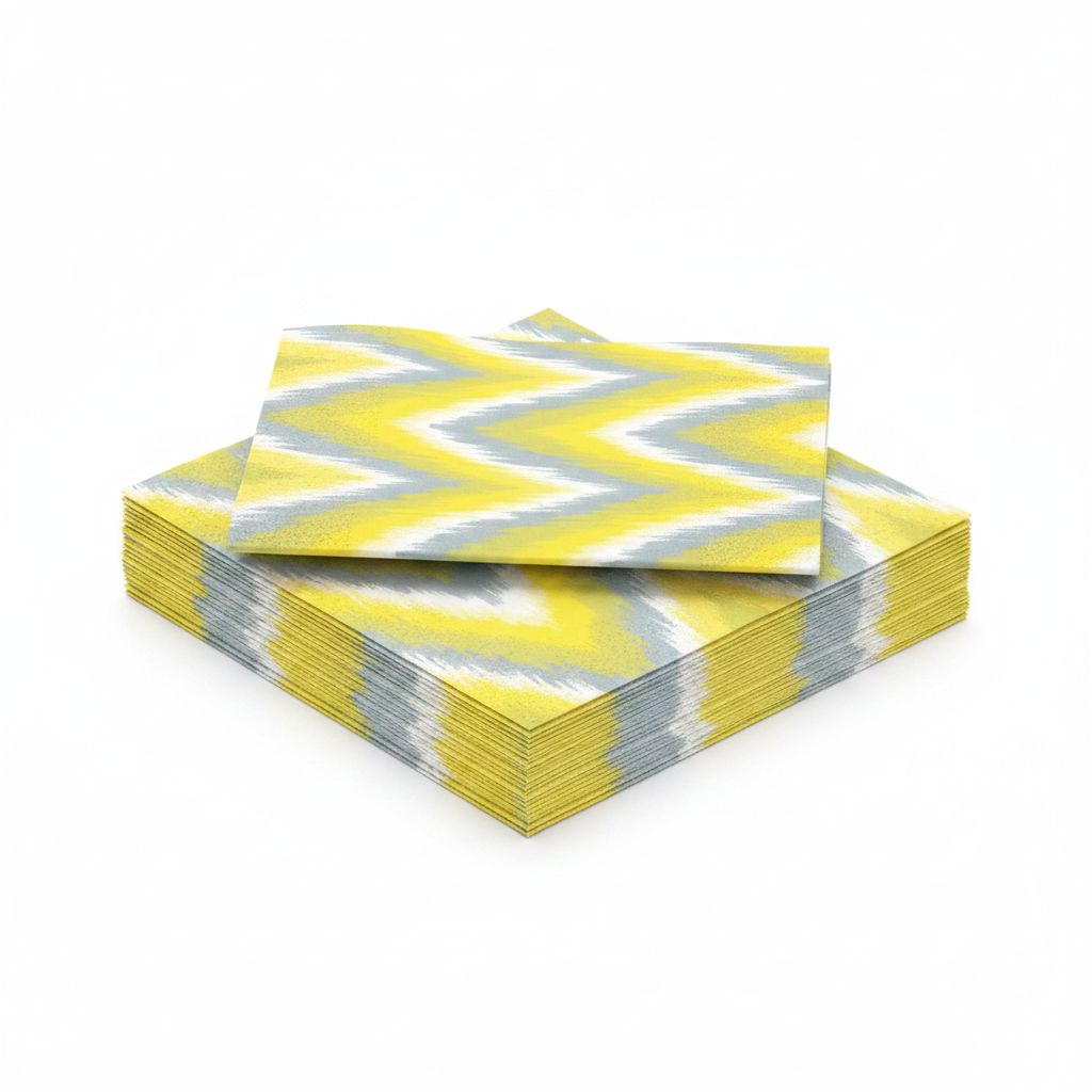 Serviette Ikat jaune - photo studio fond blanc