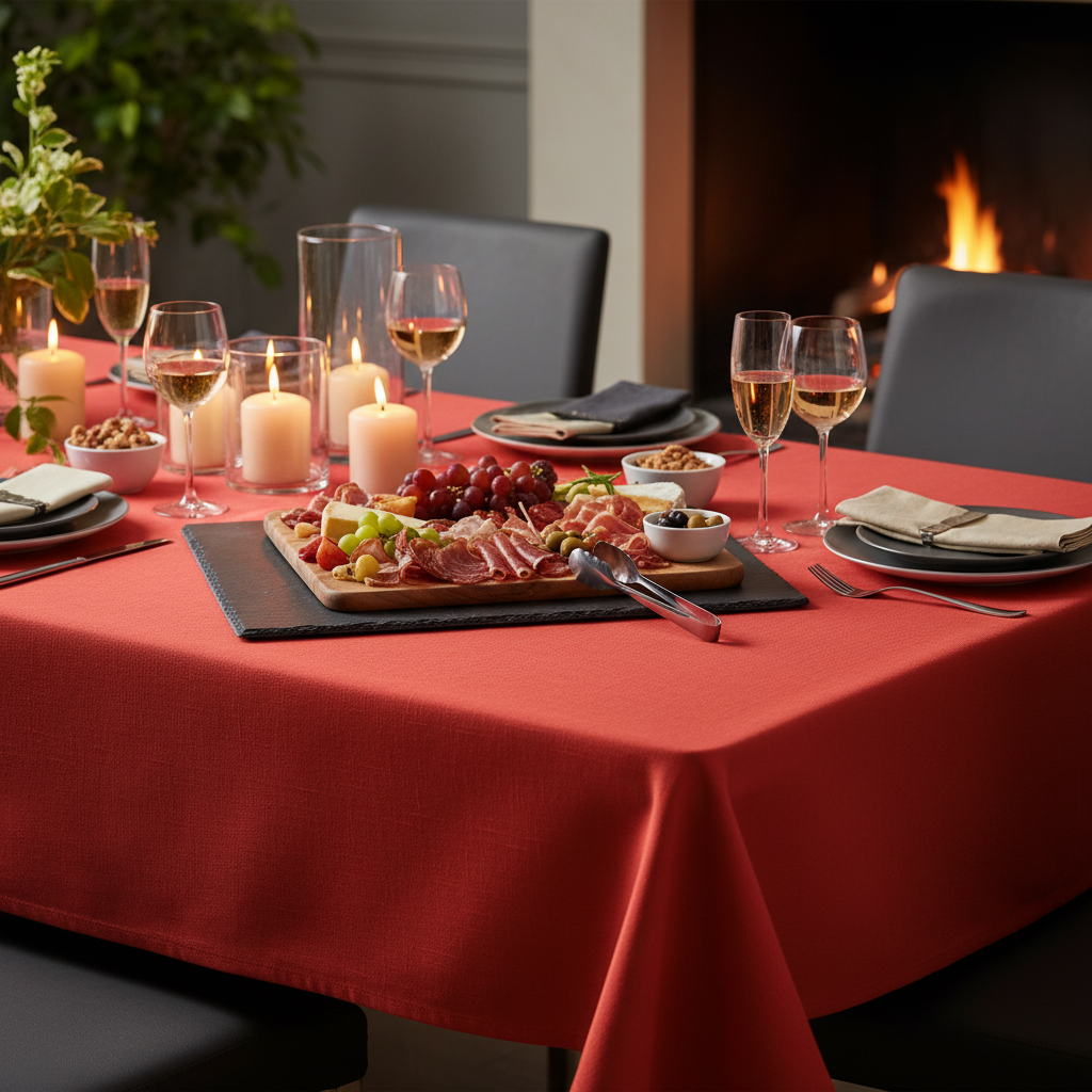 Nappe rouge table apéritif ardoise élégant