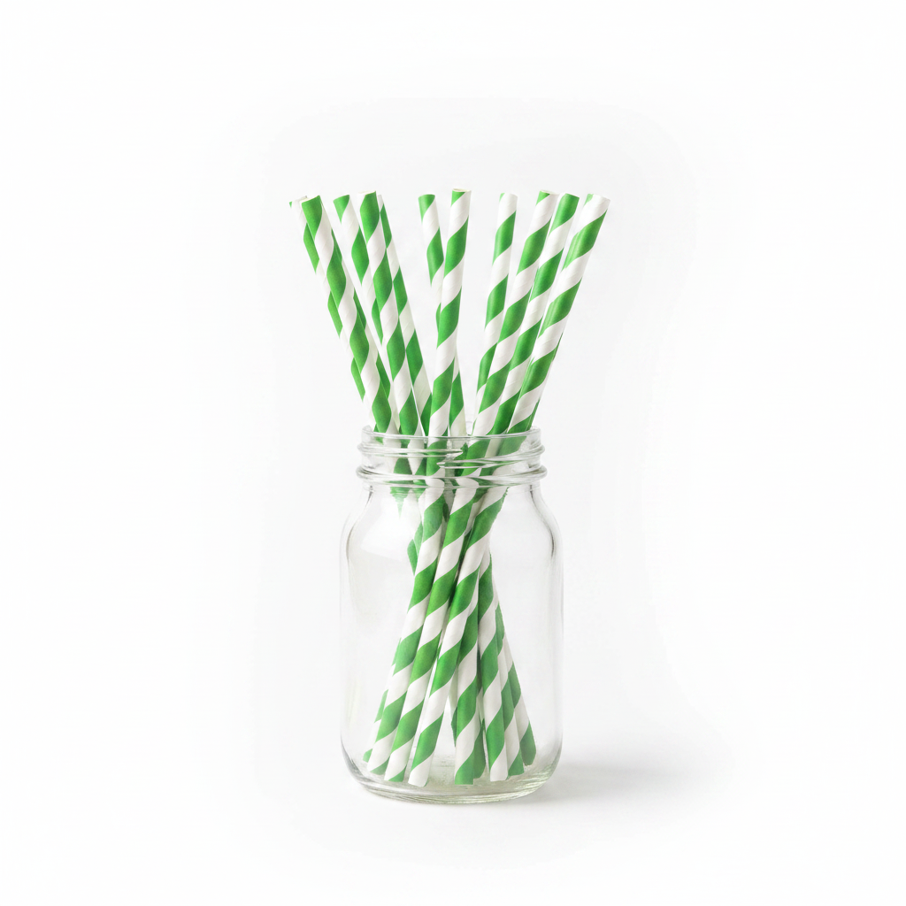 Pailles vert et blanc photo studio fond blanc