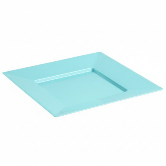 Assiette carrée turquoise 24cm photo studio fond blanc