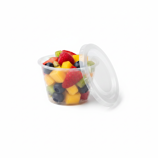 Couvercle transparent pot coulis studio fond blanc packshot
