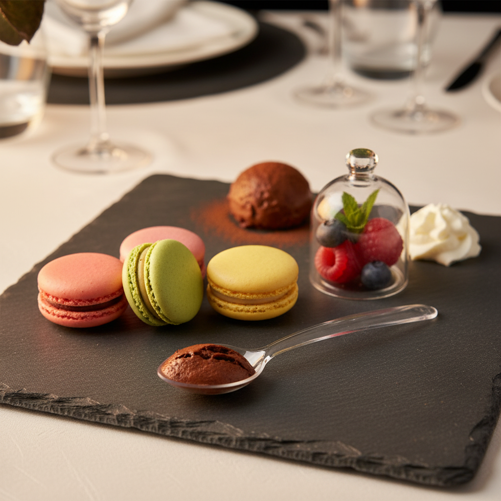 Cuillère dessert Eugeni cristal sur ardoise dessert élégant