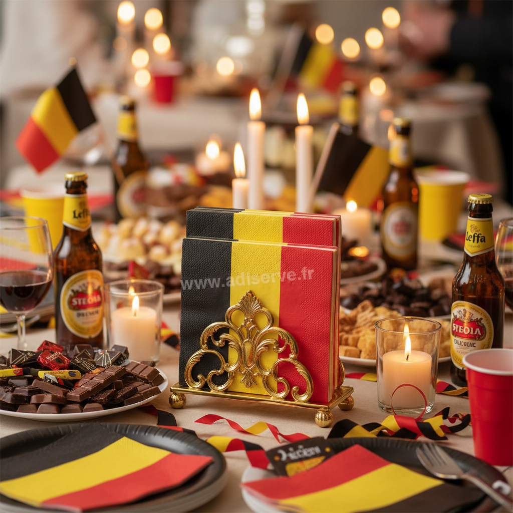 Serviette drapeau belge - buffet festif