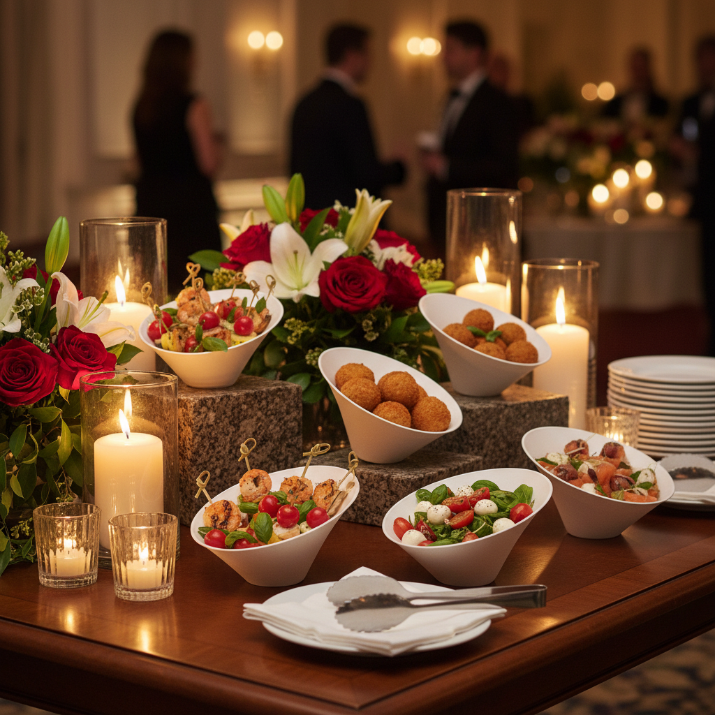 Bol conique bagasse blanc – buffet festif élégant