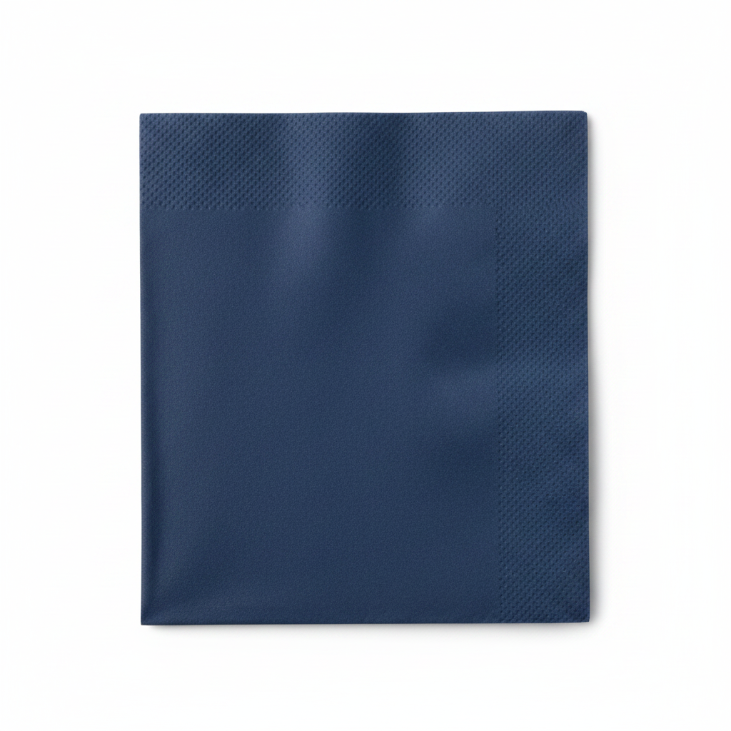 Serviette bleu marine - photo studio fond blanc