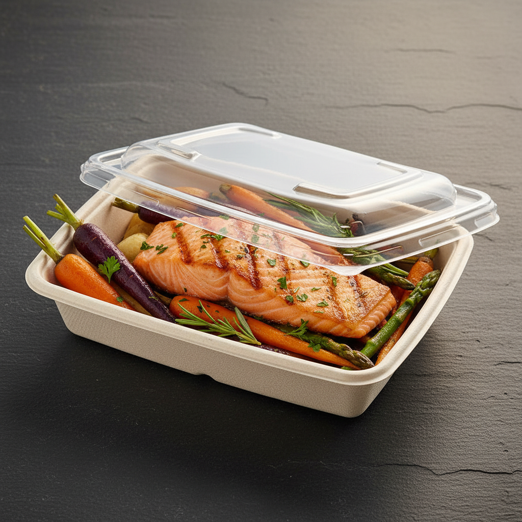 Couvercle PP transparent barquette repas traiteur élégant