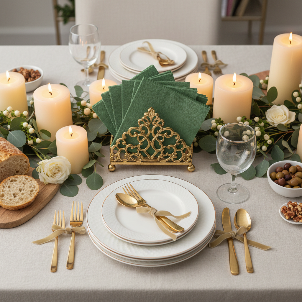 Serviette vert jaguar biodégradable - buffet festif