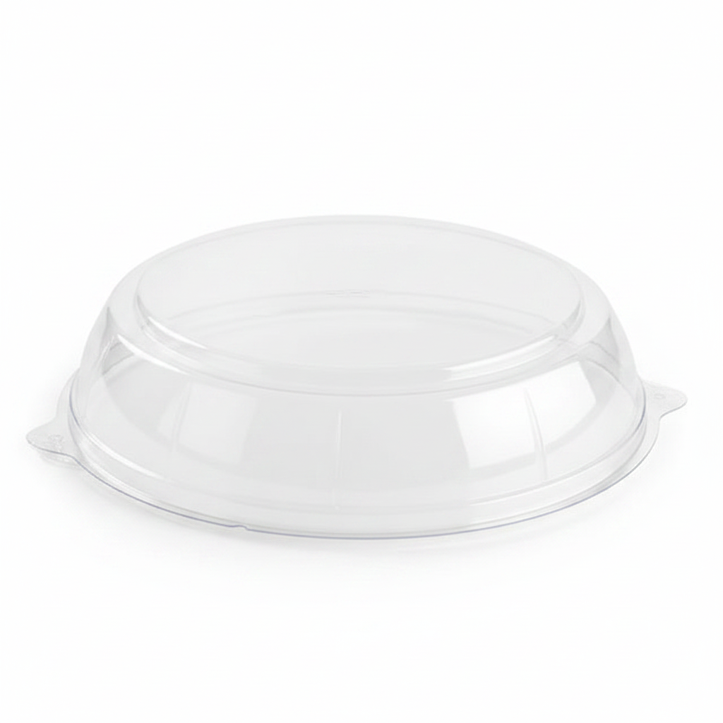 Couvercle dôme rPET plateau rond studio fond blanc packshot